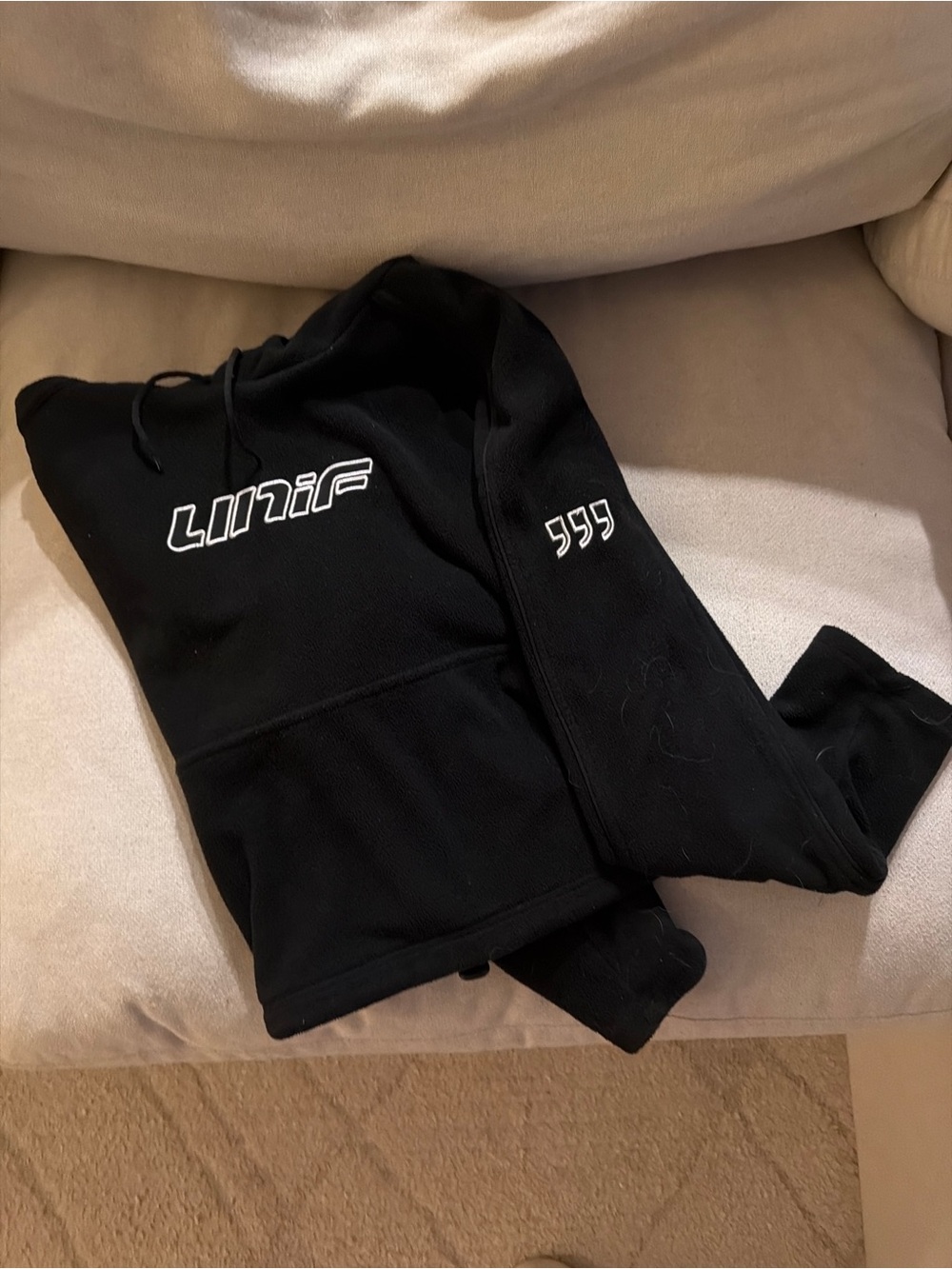 UNIF Boxy Microfleece Hoodie With Bungeecord Drawstring